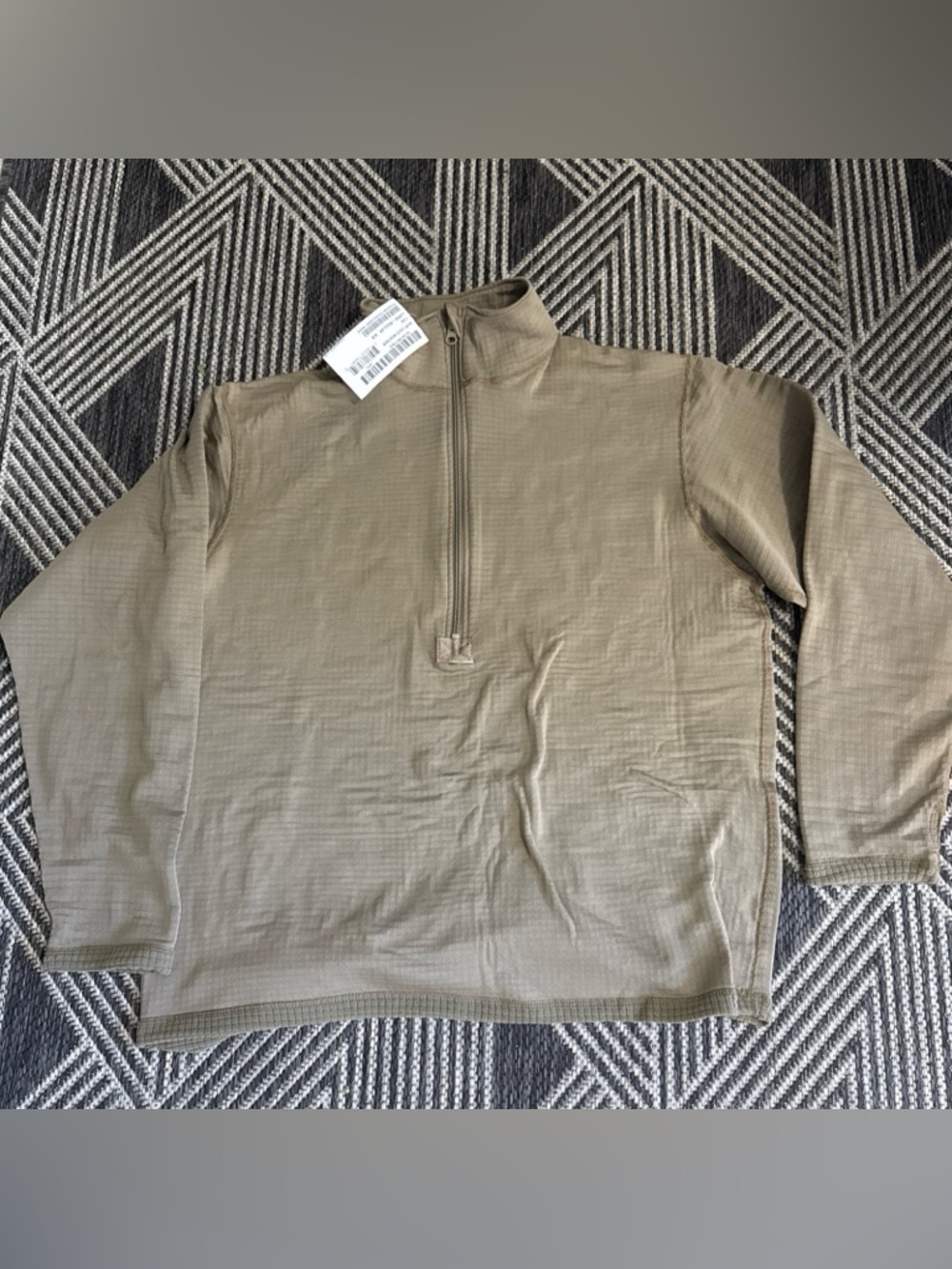 US Army Military Beige Cold Weather 1/4 Zip Undershirt Odyssey DCS - Large , REG